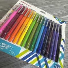 Office Depot Felt Tip Pens, Medium Point, Assorted, 16 Pack Pink Black 1.0mm