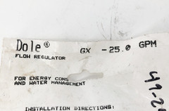 New Dole GX-25.0 GPM Flow Regulator 1″ FNPT 125psi Max
