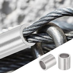 50Pcs 3/8″(10mm) Aluminum Crimping Loop Sleeve Round Wire Rope Stop Silver