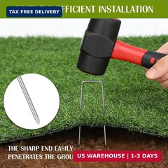 Whonline 75 Pack Landscape Staples 4 Inch, Galvanized Garden Stakes U-Shaped SOD