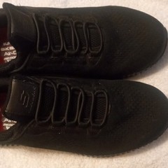 SKECHERS Slip Resistant Air-Cooled Memory Foam Wide Fit Shoes, Black