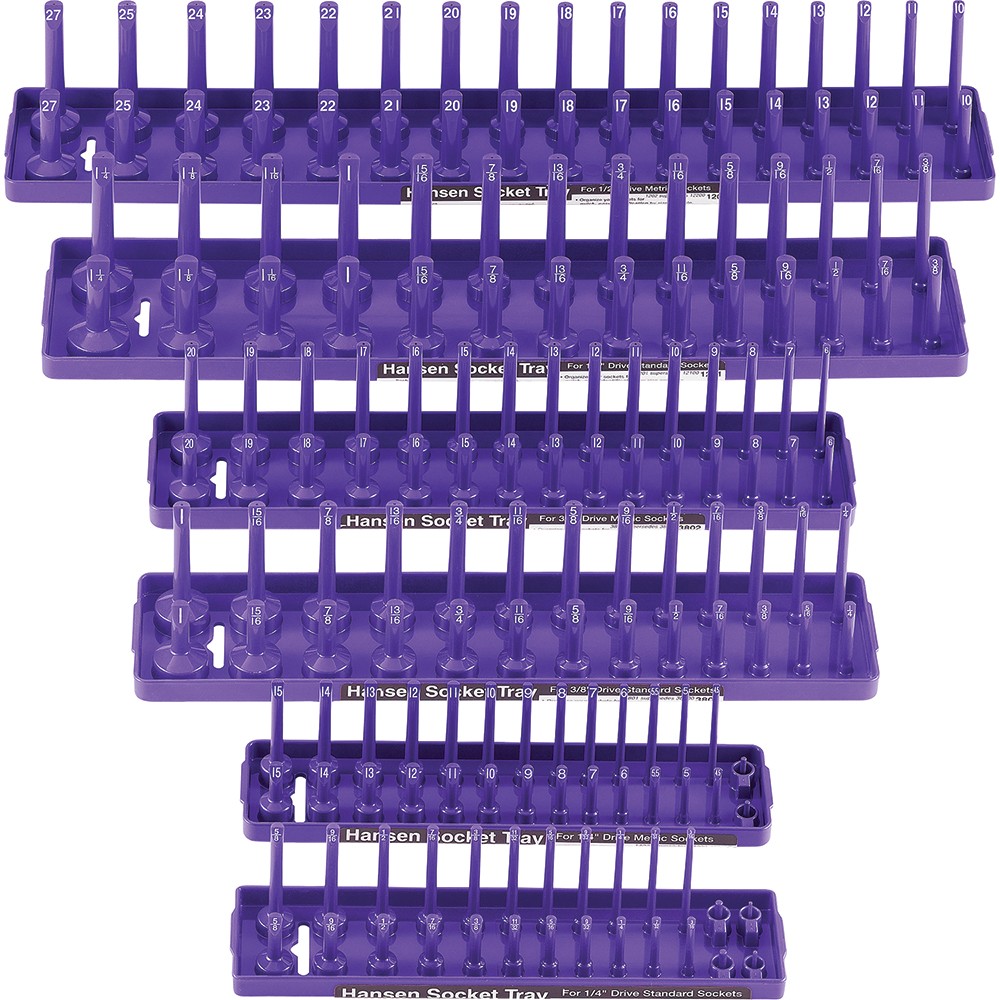 6 Piece Socket Tray Set – 2 Row – Purple – 1/4″, 3/8″, 1/2″ HSN-92021