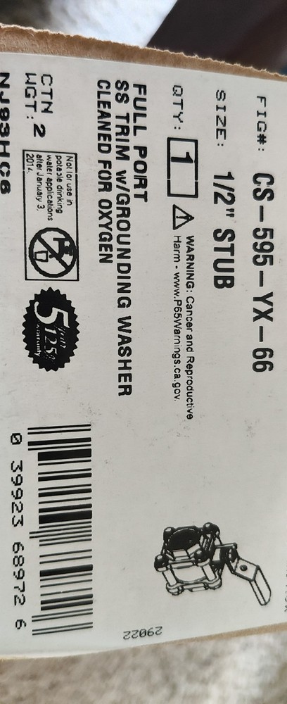 NIBCO CS-595-Y-X-66 Sixe 1/2 Ball Valve, Copper Stub, Bronze Body