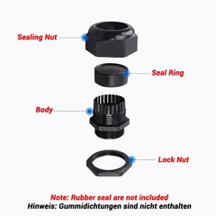 Cable Gland with Locknut IP68 Metric M8 M10 M12 M16 M18 M20 M22 -M72