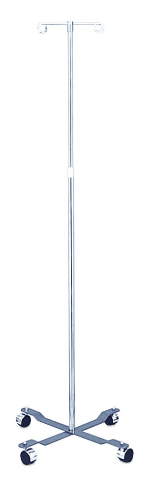 NEW Rolling 2-Hook 4-Leg Chrome Plated IV Stand Pole Wheeled I V Poles I.V. Cart