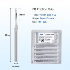 JMU Dental Taper Fissure Carbide Burs FG #169L Taper Fissure Long Head