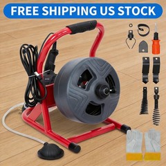 50Ft x 5/16 Inch Drain Cleaner Machine, Electric Drain Auger Cleaner Sewer Snake