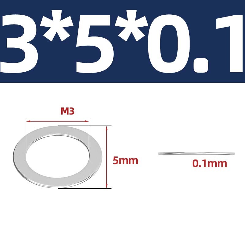 100Pcs M3-M40 Stainless Steel Ultra Thin Flat Washer Ultrathin Shim Plain Gasket