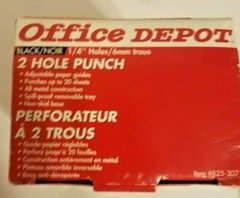 Office Depot Brand 2 Hole Punch,Item #825-307,1/4″ Holes All Metal Construction