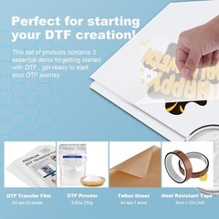 DTF Transfer Film Powder Kit, All-In-One DTF Sublimation for Starter- 30 Sheets
