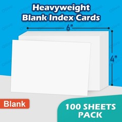 Blank Index Cards 4×6 Unlined Unruled Flash Note Cards 4″ x 6″, White, 100 Co…