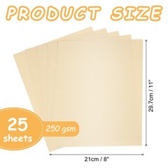 25 Pcs Shimmer Cardstock Paper, 8 x 11 Inch Light Beige Shimmer Paper Sheets