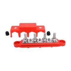Red & Black 5/16″ 4 Stud Power Distribution Busbar Bus Bar With Cover Fast Ship