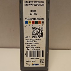 Iscar Milling Insert: ANSI HM90 APKT 1003PDR IC908 Solid Carbide 10 NEW LOT 661