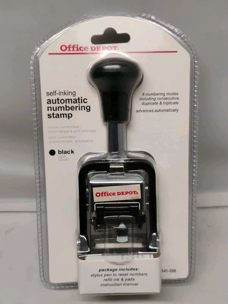 Office Depot Self Inking BLACK Automatic Numbering Stamp 841596 Factory Sealed!