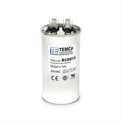TEMCo 50 uf/MFD 370 VAC volts Round Run Capacitor 50/60 Hz -Lot-5