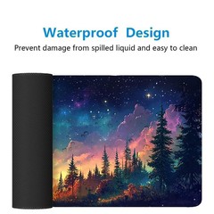 Moon Night Desk Pad Starry Sky Forest 31.5 x 11.8 inches,