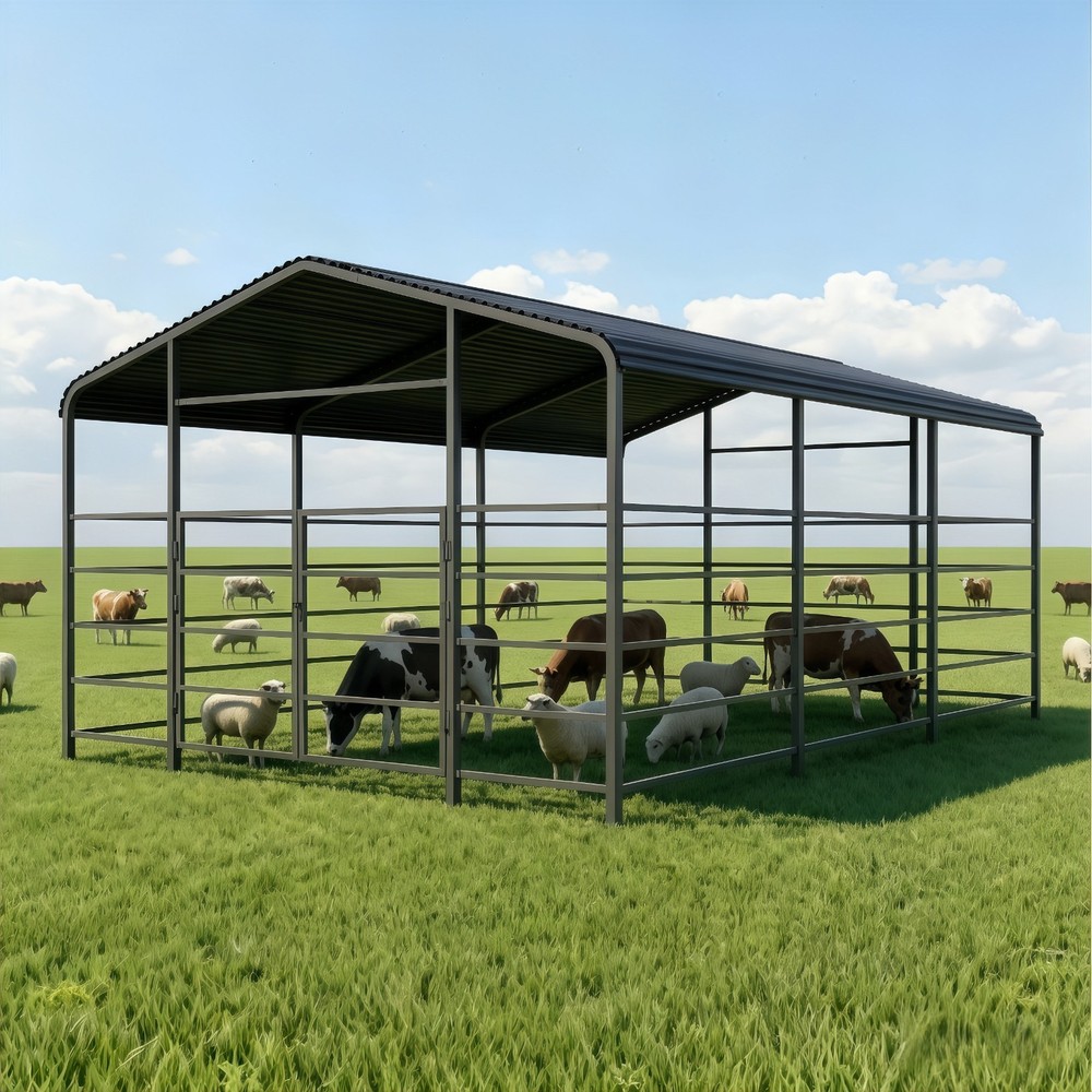 13x20FT Metal Livestock Shelter Heavy Duty Steel Barn for Horse Cattle Free Ship