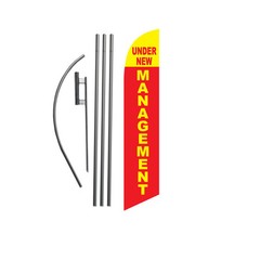 Under New Management 15′ Feather Banner Swooper Flag Kit with pole+spike