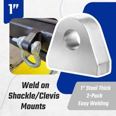 Weld on Shackle Clevis Mounts 1″ Thick Steel for Offroad Trucks, Trailers, Hy…