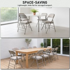 16 Pack Padded Metal Folding Chairs Grey Fabric 350lb Wedding Office Church
