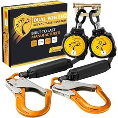 TRSMIMA 6FT Twin Leg Self Retracting Lanyard for Roofing and Construction