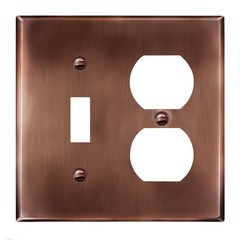 ENERLITES Toggle Light Switch/Duplex Outlet Wall Plate, Brown, 2-Gang