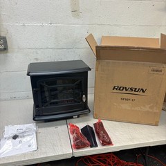 ROVSUN 20″ 1400W 120V Electric Fireplace Stove; Temp Adjustable Heater