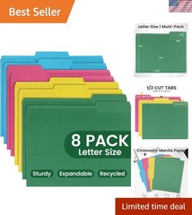 Vibrant Colored File Folders – 8 Pack 1/3 Cut Tabs for Efficient Organization