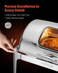 9QT Roll Top Chafing Dish Buffet Set Stainless Steel Chafer Food Warmer w/ Clip