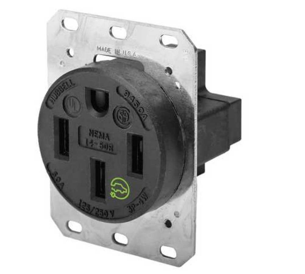 HBL9450A 50A 125/250V Straight Blade Receptacle 14-50R 3-Pole 4-Wire Industrial