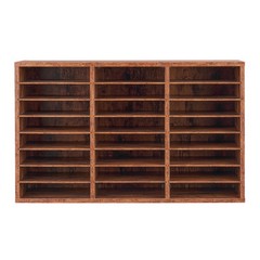 Uimoso Wooden Literature Organizer 24 Compartments Removable Shelves Dark Brown