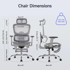 Office Chair with Footrest, Ergonomic Chair with 3D Headrest, Computer Chair wit