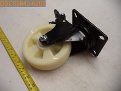 6 1/4″ Overall Height Lock Caster, 4 3/4″ x 1 5/8″ Wheel, 4 3/8″ x 4 7/8″ Plate