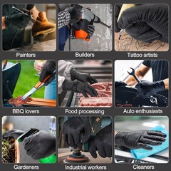 10mil Heavy Duty Nitrile Disposable Mechanics Gloves, Chem-Resistant, Latex Free