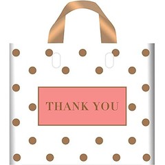 50 Pcs 12×15 Thank You Shopping Bags with Soft Loop Handles for Retail Gift Bags
