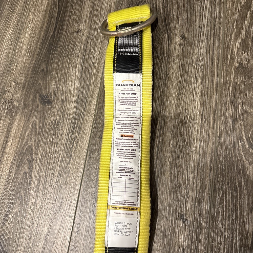 Strap Guardian 12 Ft Cross-Arm HD Strap D-Rings Lanyard PPE