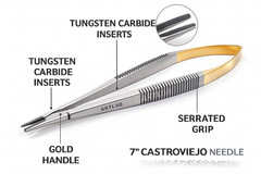 1 Premium T/C Castroviejo Needle Holder 7″ STRAIGHT Surgical DENTAL Instruments