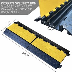 Foldable 3 Channel Rubber Cable Protector 22000Lbs Capacity 30 inch Ramp