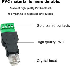 2Pcs RJ11 Male to 4 Pins Screw Terminal Block Adapter,4P4C Screw Terminal Connec