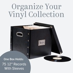 Vinyl Record Storage Box – 12″ – 1 Pack- Crate Holds up – 1 Pack, Black