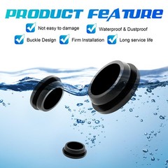 125 Premium Black Rubber Plugs for Round Holes – Assorted Sizes, Car & Furniture