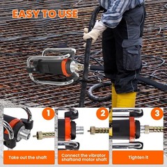 1500W Power Concrete Vibrator Tools, 16000 VPM Portable Cement Concrete 15Ft Rod