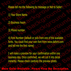 Custom Store Auto Shop OPEN HOURS Vinyl Window Decal Sign Door Automotive BS030