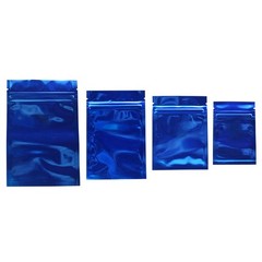 100/1000/2000 Glossy Blue Mylar Foil Food Storage Resealable Zipper Flat Pouch