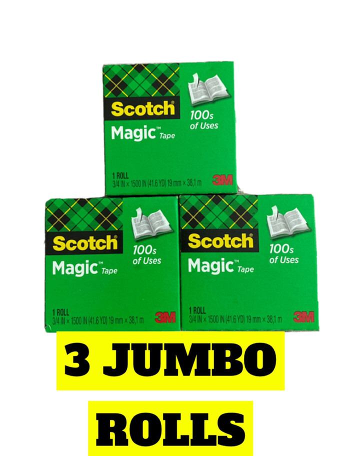 Scotch Magic Tape Refill 3 Rolls, 3/4″ x 1500″ per Roll Original Matte Finish