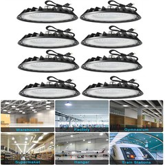 UFO High Bay LED Lights, 6000K with US Plug Commercial HighBay Lighting 8Pack