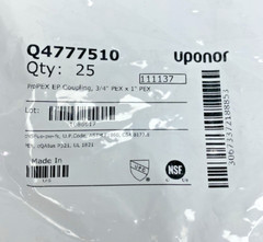 Bag Of 25, Uponor Q4777510 ProPex EP Coupling 3/4″ Pex × 1″ Pex