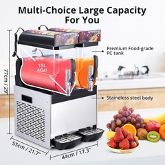 15L x 2 Tank Commercial Slushy Machine Margarita Smoothie Frozen Drink Maker