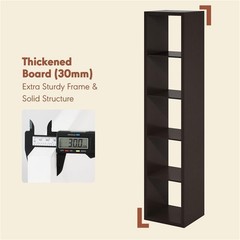 Pemberly Row Vertical 5-Cube Media Storage Organizer in Dark Oak